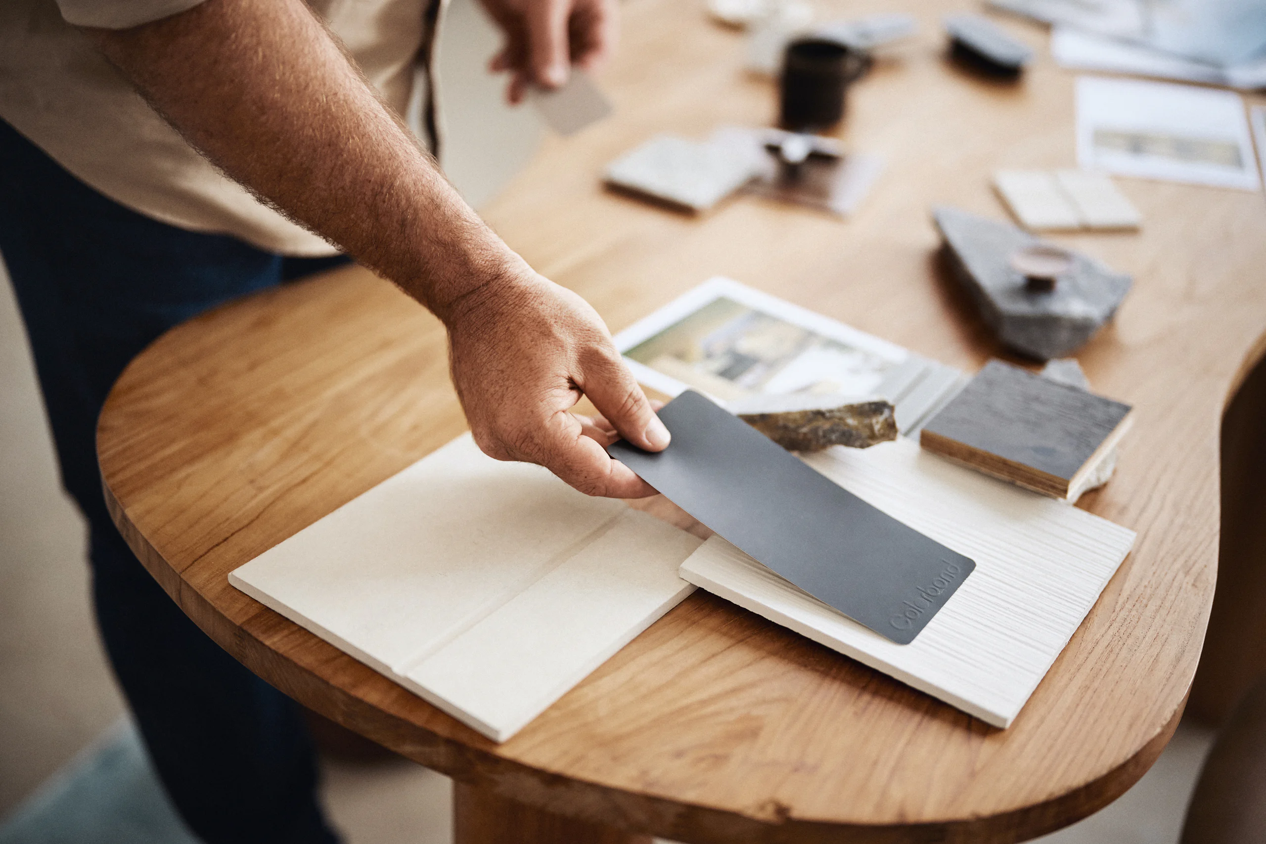 Selecting materials and finishes at the Happy Haus studio